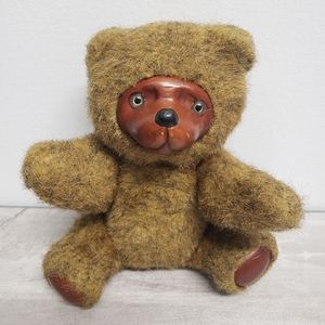 Vgt. 1985 Robert Raikes Jamie Applause Jointed Wood Face 9" Stuffed Plush Bear